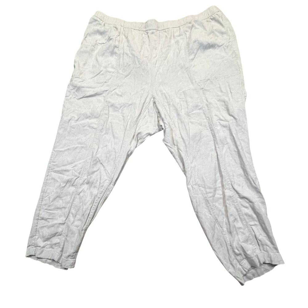 Old Navy Beige Linen Blend Pants Womens 3X Capri Lightweight Summer